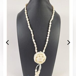 Vintage Mother of Pearl Tassel and Pearl Necklace